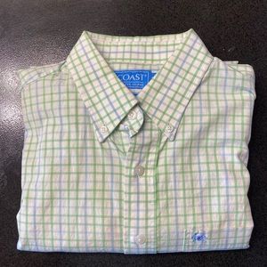 Coast Apparel Green/Blue pattern button down shirt